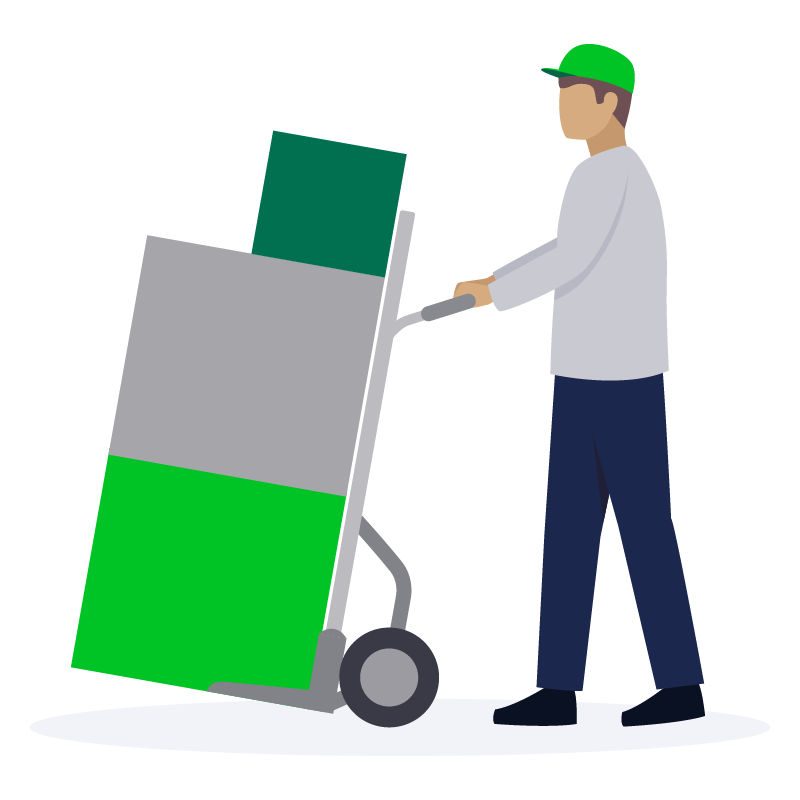 Man with boxes on dolly