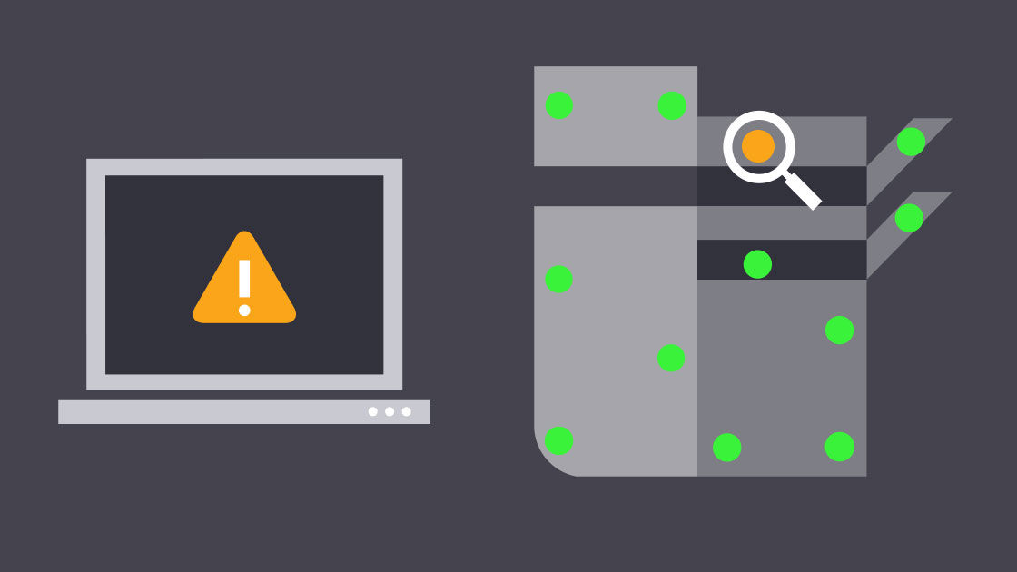 laptop shows error message on printer
