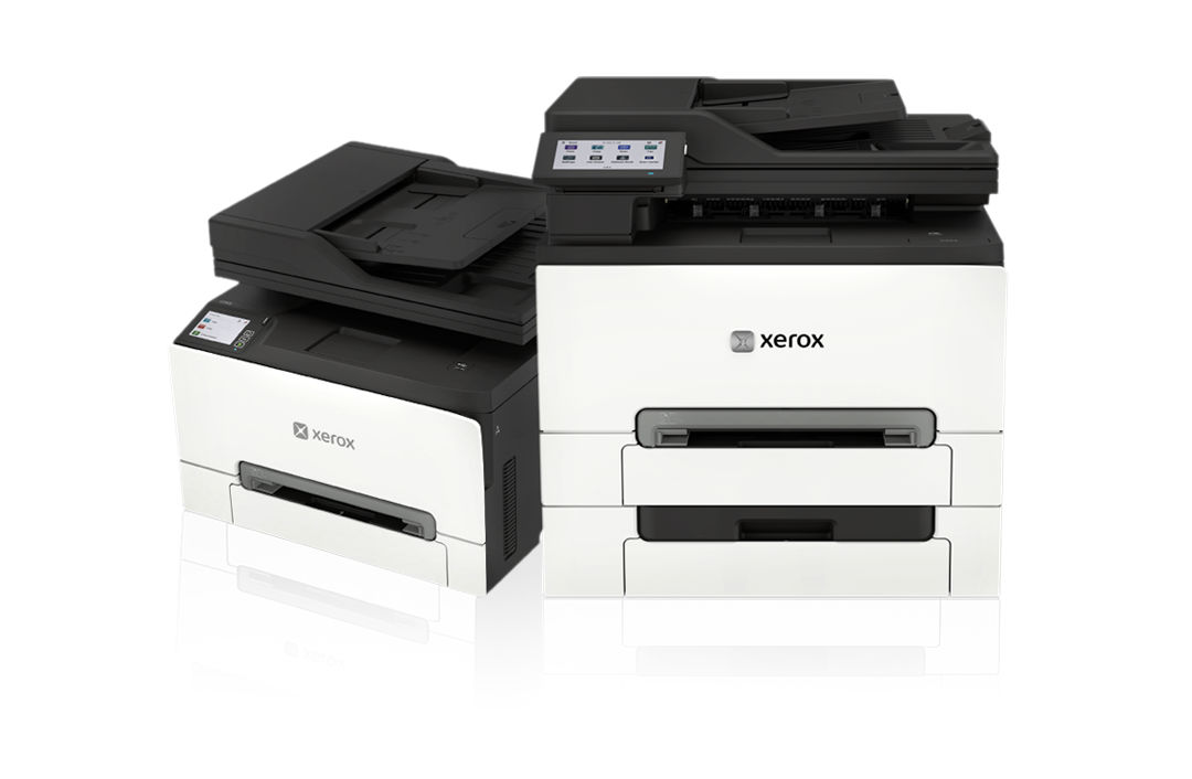 Xerox C200 and C300 series printers on white background